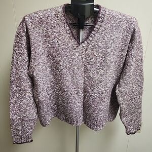 Vintage 90s Lands End Womens Large Purple Cotton Wool Sweater